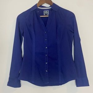 Express women’s essential button down blouse w/leopard print detail on sleeve